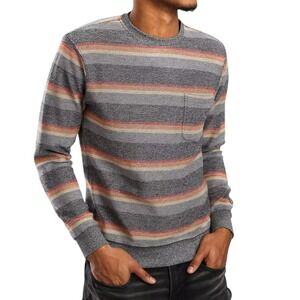 Vissla Recliner Striped Pullover Mens L (Slim Fit) Phantom Striped Surf Coastal